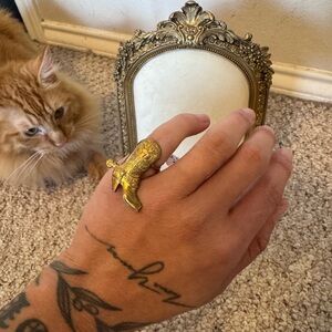 Gold over sterling Boot pinky Ring